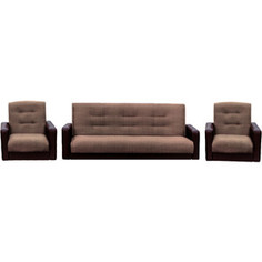 Комплект Экомебель Лондон рогожка микс коричневая (диван + 2 кресла)