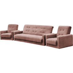 Комплект Экомебель Лондон-2 рогожка коричневая (диван + 2 кресла)
