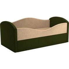 Детская кровать Мебелико Сказка вельвет бежевый+зеленый АртМебель