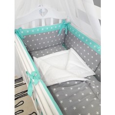 Комплект в кроватку By Twinz 5 пр. Звезды мятный Классика