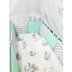 Комплект в кроватку с бортиками-подушками By Twinz 6 пр. Зайка
