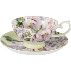 Чашка с блюдцем Anna Lafarg Stechcol Райский сад жёлтая (AL-17815-YEL-TCS-ST)