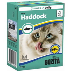 Консервы BOZITA Chunks in Jelly with Haddock кусочки в желе с пикшей для кошек 370г (4950)