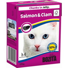 Консервы BOZITA Chunks in Jelly with Salmon & Clam кусочки в желе с лососеми и мидиями для кошек 370г (4954)