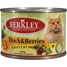 Консервы Berkley Adult Cat Menu Duck & Berries № 3 с уткой и лесными ягодами для взрослых кошек 200гр (75152)