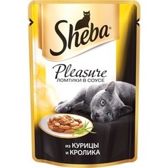 Паучи Sheba Pleasure кусочки с курицей и кроликом для кошек 85г (10161703)