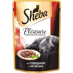 Паучи Sheba Pleasure кусочки с говядиной и ягненком для кошек 85г (10161704)