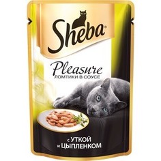 Паучи Sheba Pleasure кусочки с уткой и цыпленком для кошек 85г (10161705)