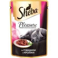 Паучи Sheba Pleasure кусочки с говядиной и кроликом для кошек 85г (10161700)