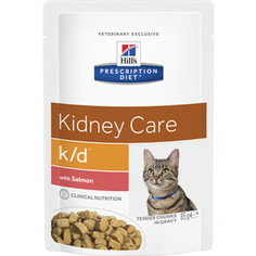 Паучи Hills Prescription Diet k/d Kidney Care with Salmon с лососем диета при лечении заболеваний почек и МКБ для кошек 85г (3410)
