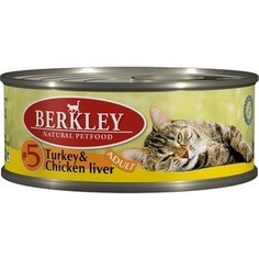 Консервы Berkley Adult Turkey & Chicken Liver № 5 с индейкой и куриной печенью для взрослых кошек 100г (75104)