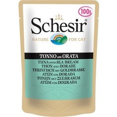 Паучи Schesir Nature for Cat Tuna with Sea Bream кусочки в желе с тунцом и дорадо (морским лещем) для кошек 100г (С581)