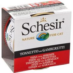 Консервы Schesir Nature for Cat Tuna with Shrimps кусочки в желе с тунцом и креветками для кошек 85г (С138)