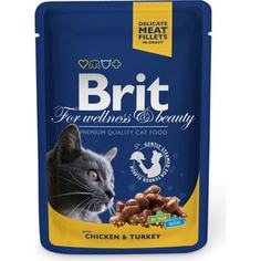 Паучи Brit Premium Cat Chicken & Turkey с курицей и индейкой для кошек 100г (100308) Brit*