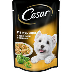 Паучи Cesar аппетитные блюда из курицы с зелеными овощами для собак всех пород 100г (10109429)