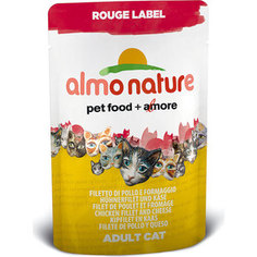 Паучи Almo Nature Rouge Label Adult Cat with Chicken Fillet and Cheese с куриным филе и сыром для кошек 55г (5830)