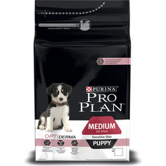 Сухой корм PRO PLAN OPTIDERMA Sensitive Skin Puppy Medium с лососем и рисом для щенков средних пород с чувствительной кожей 1,5кг (12272384)