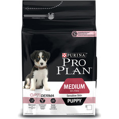 Сухой корм PRO PLAN OPTIDERMA Sensitive Skin Puppy Medium с лососем и рисом для щенков средних пород с чувствительной кожей 3кг (12272213)