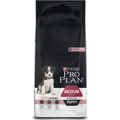 Сухой корм PRO PLAN OPTIDERMA Sensitive Skin Puppy Medium с лососем и рисом для щенков средних пород с чувствительной кожей 12кг (12272433)