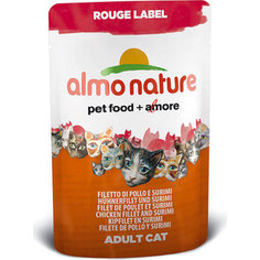 Паучи Almo Nature Rouge Label Adult Cat with Chicken Fillet and Surimi с куриным филе и сурими для кошек 55г (5831)