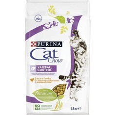 Сухой корм CAT CHOW Adult Hairball Control rich in Poultry с домашней птицей контроль образования комков шерсти в желудке для кошек 1,5кг (12123730)