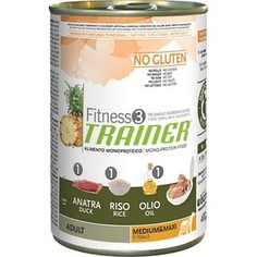 Консервы Trainer Fitness3 No Gluten Medium/Maxi Adult Duck&Rice без глютена с уткой и рисом для собак средних и крупных пород 400г