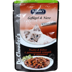 Паучи Dr.Clauders Poultry & Kidney in Sauce с домашней птицей и почками кусочки в соусе для кошек 100г