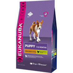 Сухой корм Eukanuba Puppy Medium Breed with Chicken с курицей для щенков средних пород 15кг