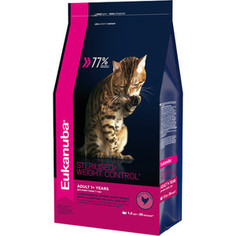 Сухой корм Eukanuba Adult Cat Sterilised / Weight Control Rich in Poultry с домашней птицей для стерилизованных и с избыточным весом кошек 1,5кг