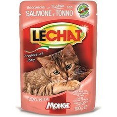 Паучи Lechat Cat Salmon and Tuna с лососем и тунцом кусочки в соусе для кошек 100г