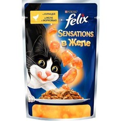 Паучи Felix Sensations кусочки с курицей в желе с морковью для кошек 85г (12318964)