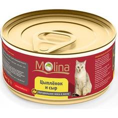 Консервы Molina Натурально мясо в желе цыпленок и сыр для кошек 80г (0948)