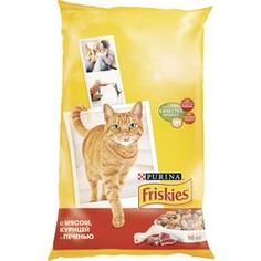Сухой корм Friskies с мясом, курицей и печенью для кошек 10кг (12150595)