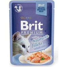 Паучи Brit Premium JELLY with Salmon Fillets for Adult Cats кусочки в желе с филе лосося для взрослых кошек 85г (518487) Brit*
