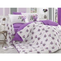 Комплект постельного белья с халатом и тапочками Hobby home collection Евро, поплин Paris Spring лиловый