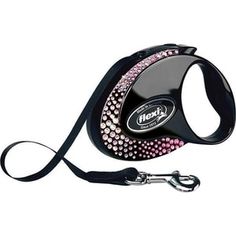 Рулетка Flexi Glam Composition S лента 3м черная с белыми и розовыми кристаллами для собак до 12кг