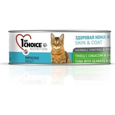 Консервы 1-ST CHOICE Adult Cat Skin & Coat Tuna with Seabass & Pineapple тунец с сибасом и ананасом здоровая кожа и шерсть для кошек 85 г (102.6.004)