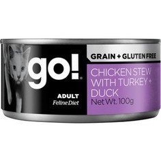 Консервы GO! NATURAL Holistic Cat Grain+Gluten Free Chicken Stew with Turkey+Duck беззерновые с курицей индейкой уткой для кошек 100г (28015)