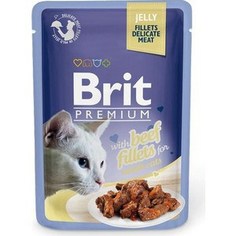 Паучи Brit Premium JELLY with Beef Fillets for Adult Cats кусочки в желе с говяжим филе для взрослых кошек 85г (518470) Brit*