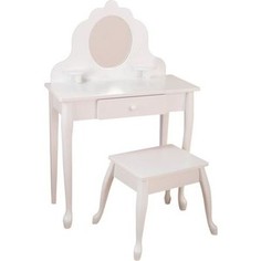 KidKraft Белый туалетный столик из дерева для девочки Модница (White Medium Vanity & Stool) (13009_KE)