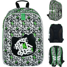 Рюкзак Action HELLO KITTY, разм. 40х29х16 см анатомическая рельефн. спинка, чер/бел/зел Action!