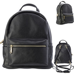 Рюкзак-мини Action молодежный, разм. 28х22х12 см, черный, цвет фурнитуры-золотистый, иск. Кожа Action!