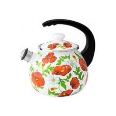 Чайник эмалированный со свистком 2.5 л Idilia Маковое поле (I2711)