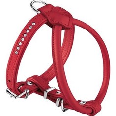 Шлейка Hunter Harness Round&Soft 45/6 (30/37-43см) кожа стразы красная для собак