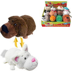 Мягкая игрушка 1Toy Вывернушка 20 см 2в1 Шоколадный Лабрадор-Белый кот (Т10920)