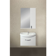 Мебель для ванной 1Marka Вита 65, подвесная тумба с раковиной, зеркало с шкафчиком, белый глянец