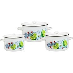 Набор кастрюль 3 предмета СтальЭмаль Мохито (1с33/1 белый)