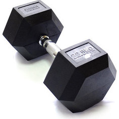 Гантель Original Fit.Tools гексагональная обрезиненная, хромированная ручка, 22,5 кг FT-HEX-22,5