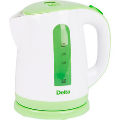 Чайник электрический Delta DL-1326 белый с зеленым Дельта