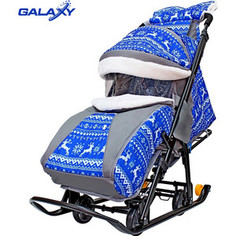 Санки-коляска GALAXY Зимняя ночь, олени на синем GL000865318